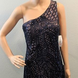 NWT Night Way Single Strap Full Length Dress Navy